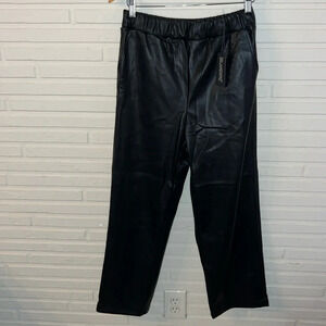 Blank NYC Black Faux Leather Wide Leg Pants, Women’s Size Medium